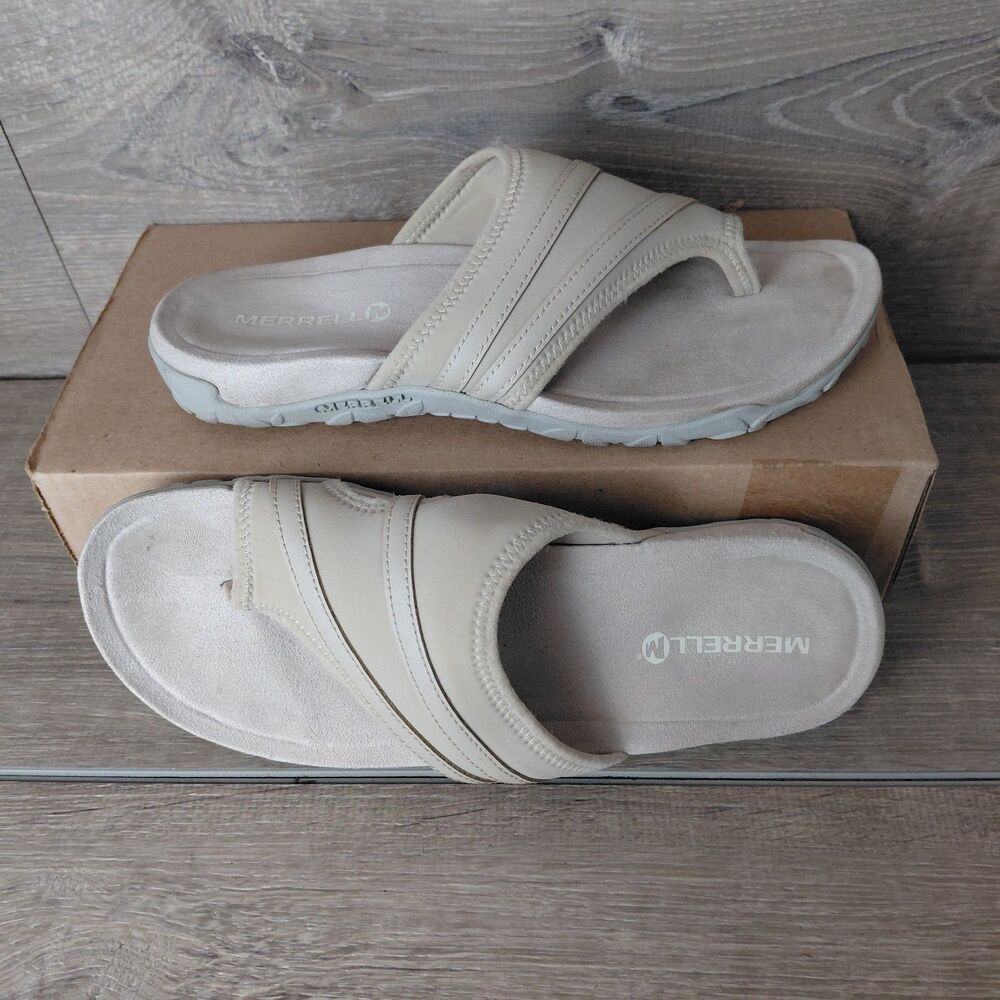 Merrell Terran Ari Wrap Sandals Womens 8 Silver Grey Slip On Comfort Beach Slide